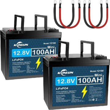 KUNLUN 12V 100Ah LiFePO4 Battery – 100A Smart BMS, 1280Wh Deep Cycle